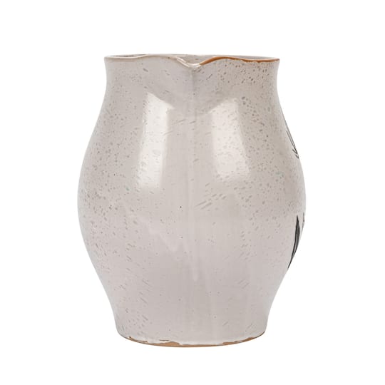 Hello Honey® 50oz. White & Black Reactive Glaze Flower Design Debossed Stoneware Pitcher